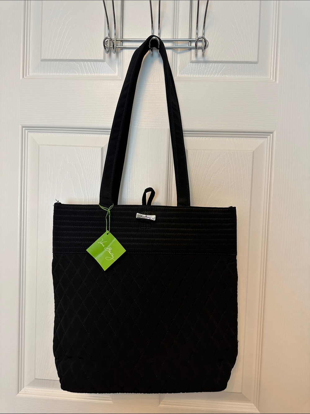 Vera Bradley Black Quilted Tote with Long Straps